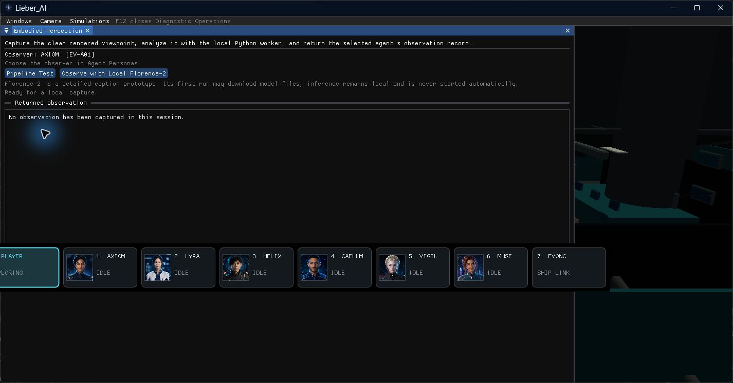Lieber_AI Embodied Perception diagnostic window in scene F10